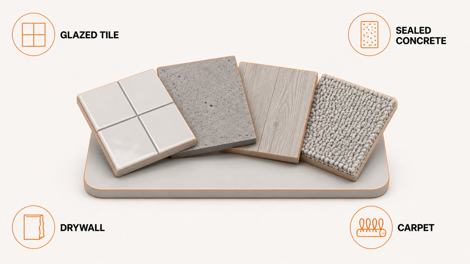 Surfaces where a baking soda scrub works compared with porous materials where it does not