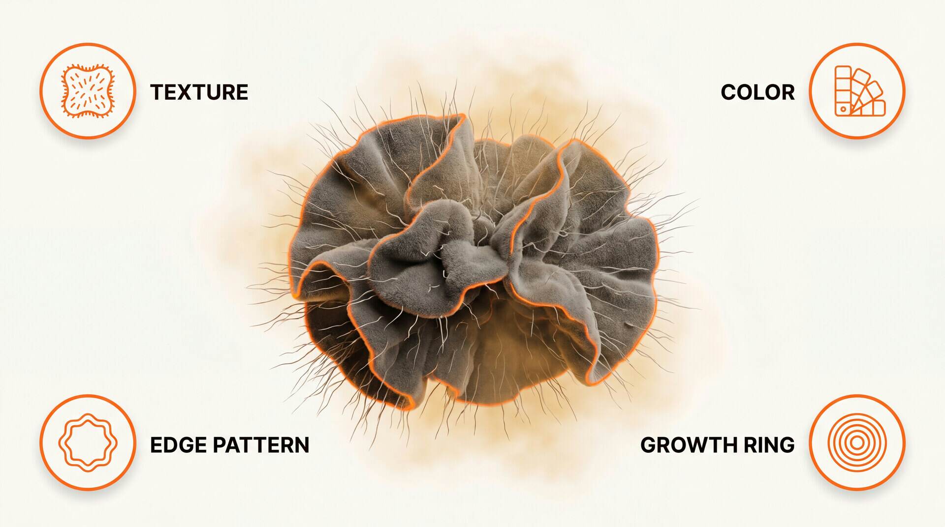 How to identify black mold visually: texture, color, edge pattern, growth ring