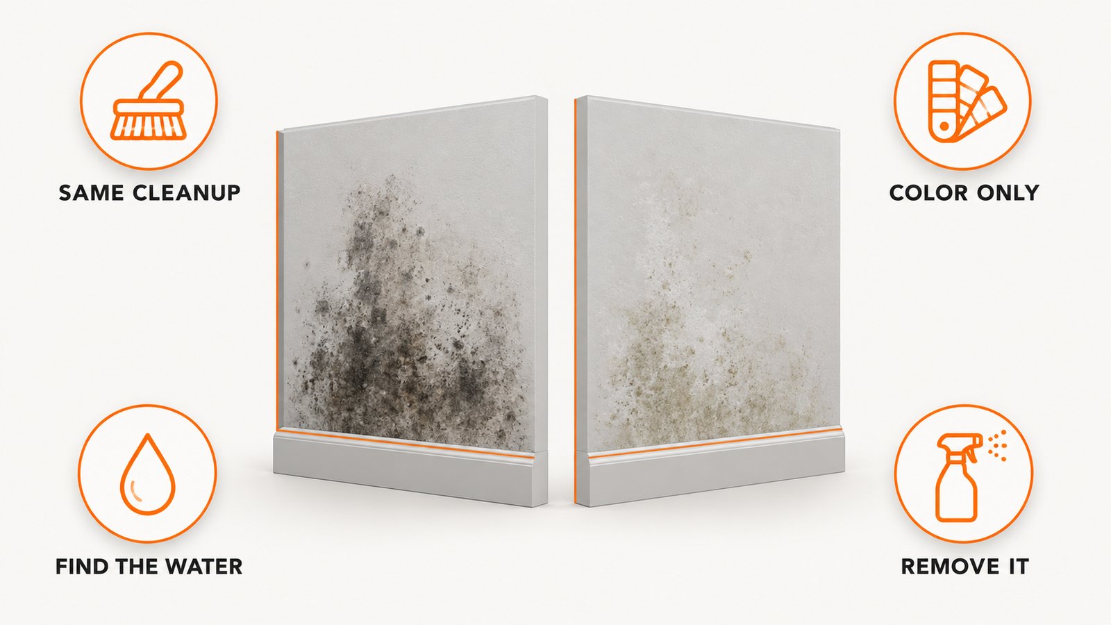 Two wall patches, one dark and one pale, shown next to each other for comparison