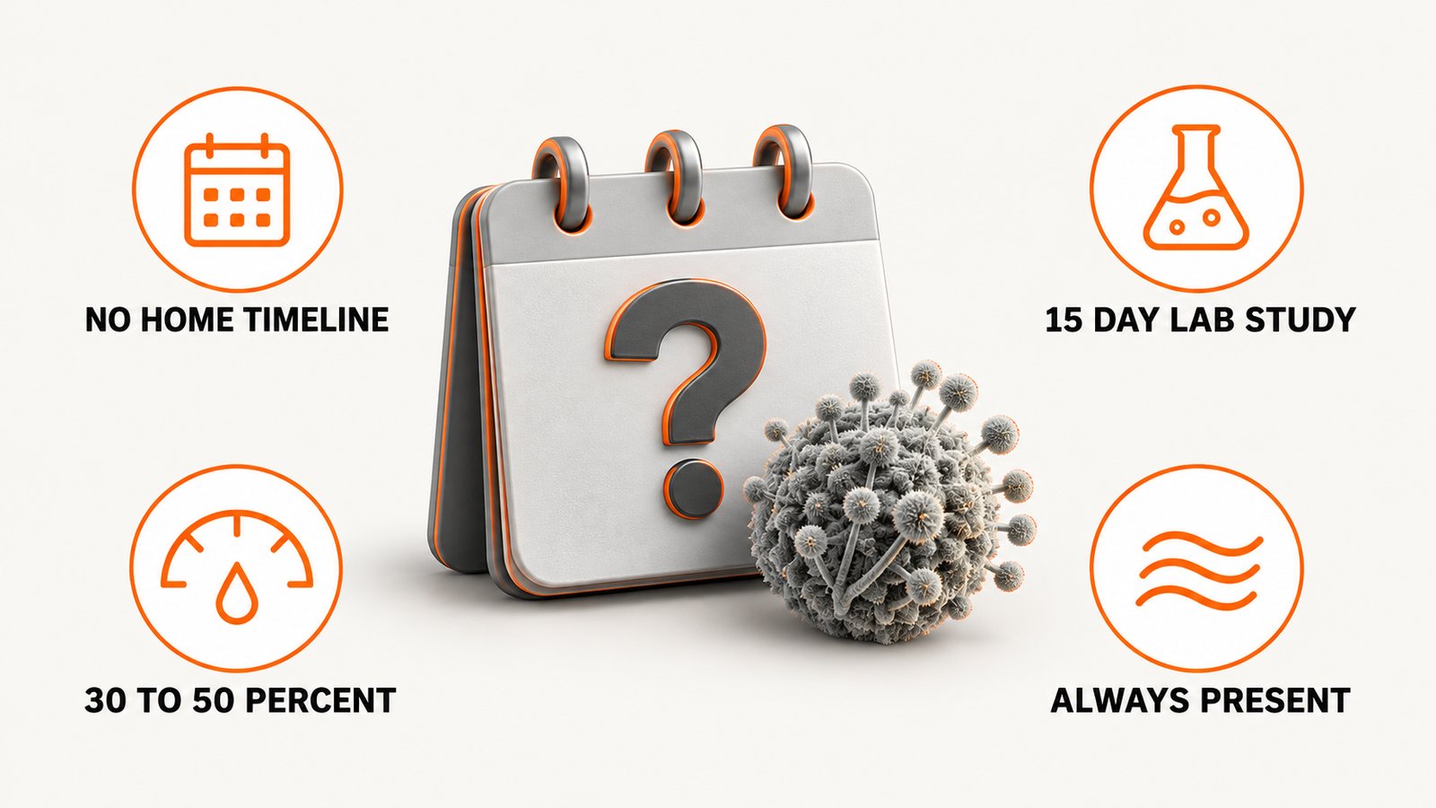 Calendar page with a question mark beside a small spore