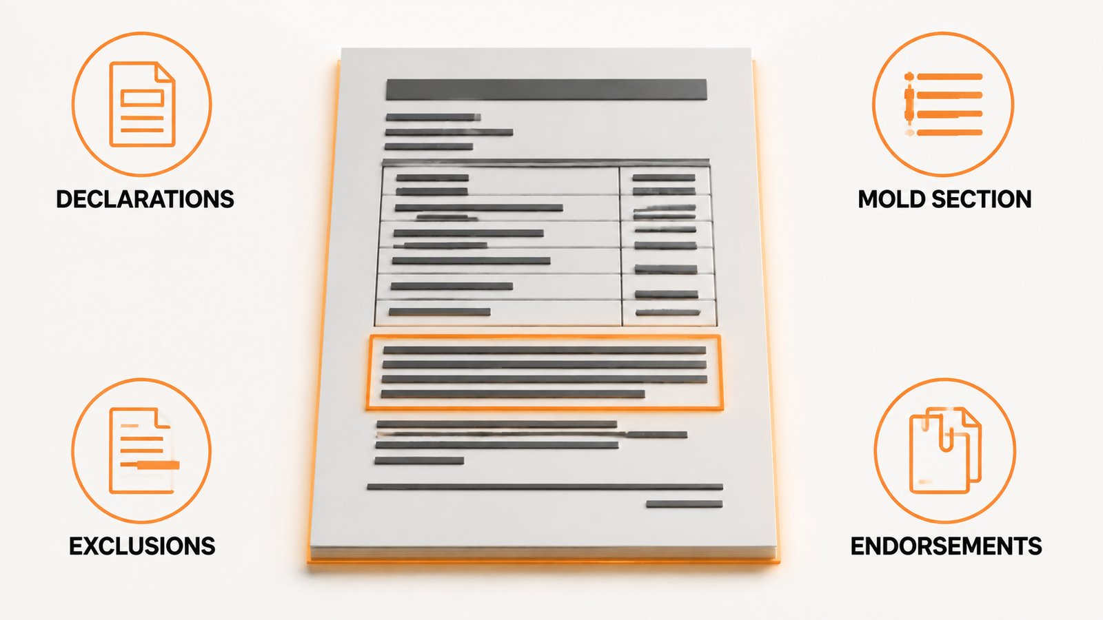 Policy declarations page with a highlighted mold limitation section
