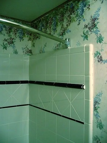 Green mold on bathroom shower tile