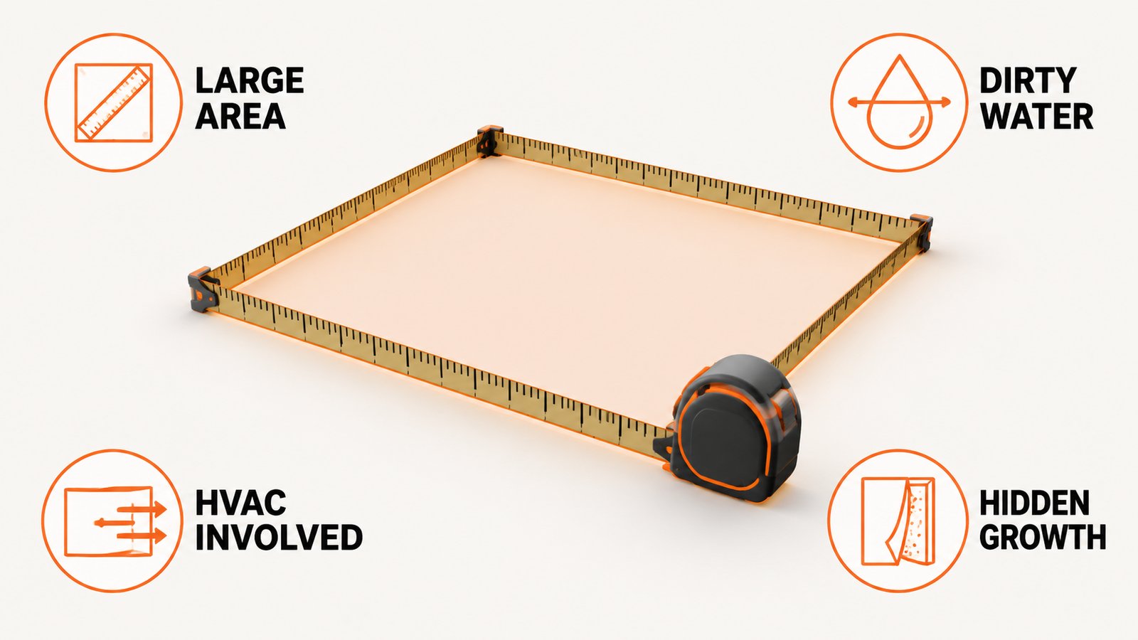 The four conditions that move a mold job past homeowner cleanup and its equipment