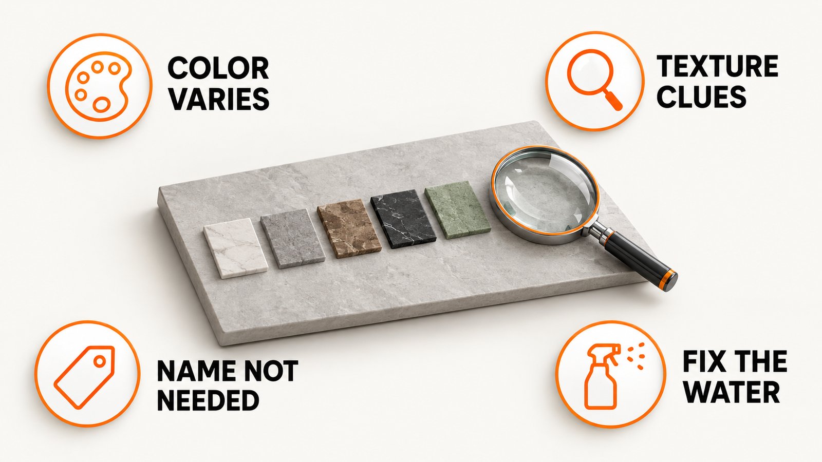 Color swatches showing that mold color varies and cannot name the type of mold