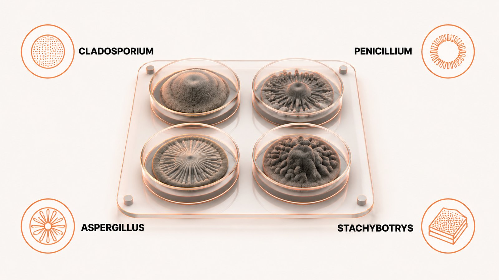 The genera most commonly found on indoor surfaces and where each one turns up