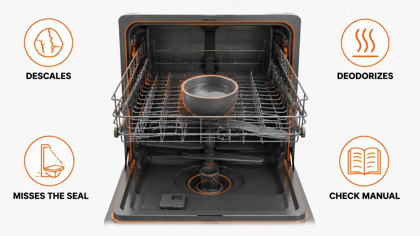 Whether running vinegar through a dishwasher removes growth