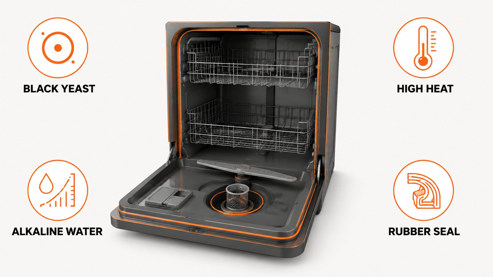 The types of fungi researchers isolate from residential dishwashers