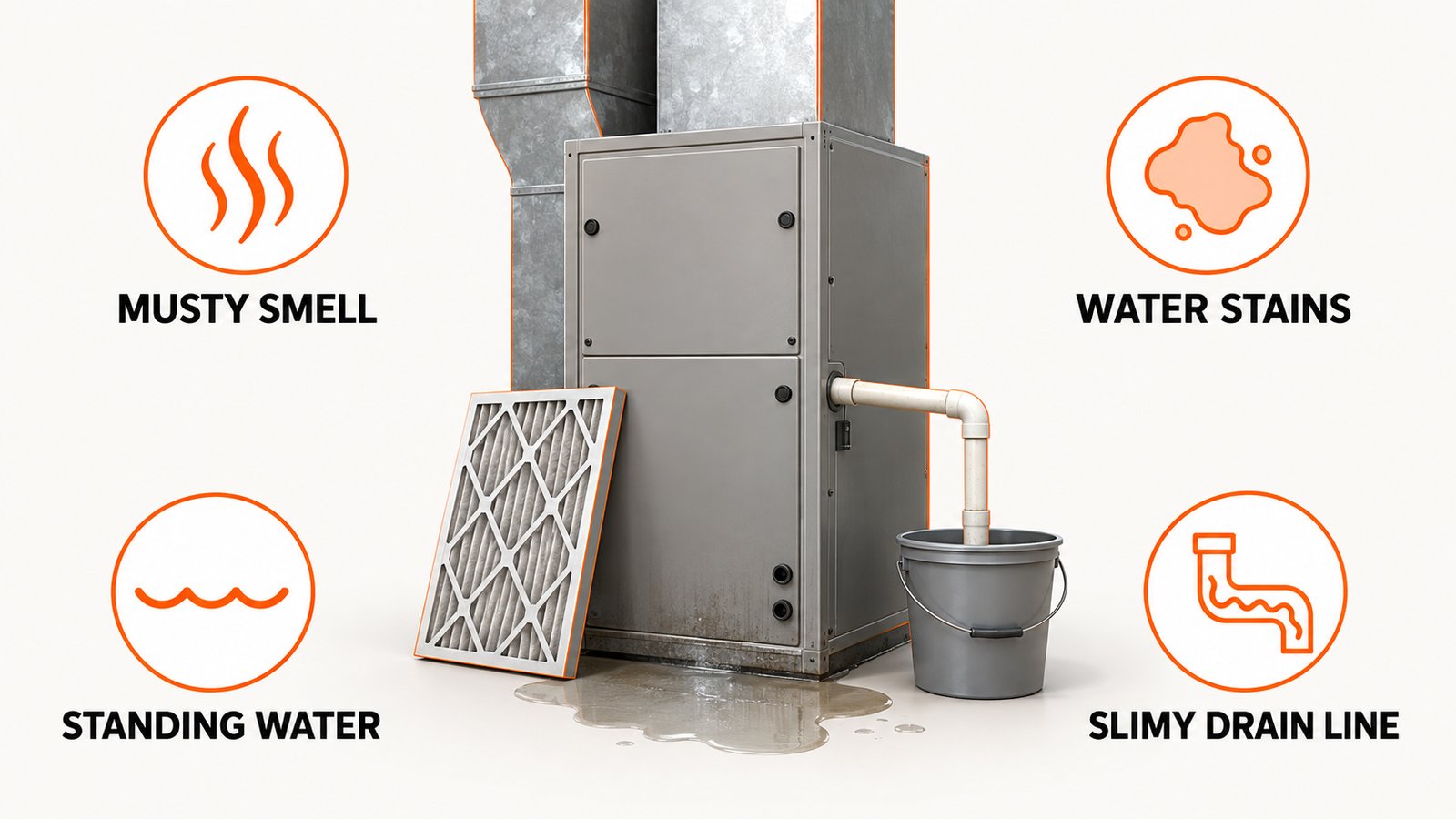 Five signs that point to a damp furnace or air handler cabinet