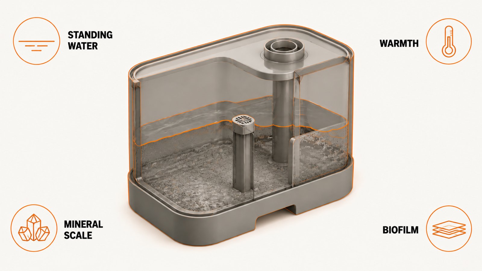The four conditions inside a humidifier tank that let growth start