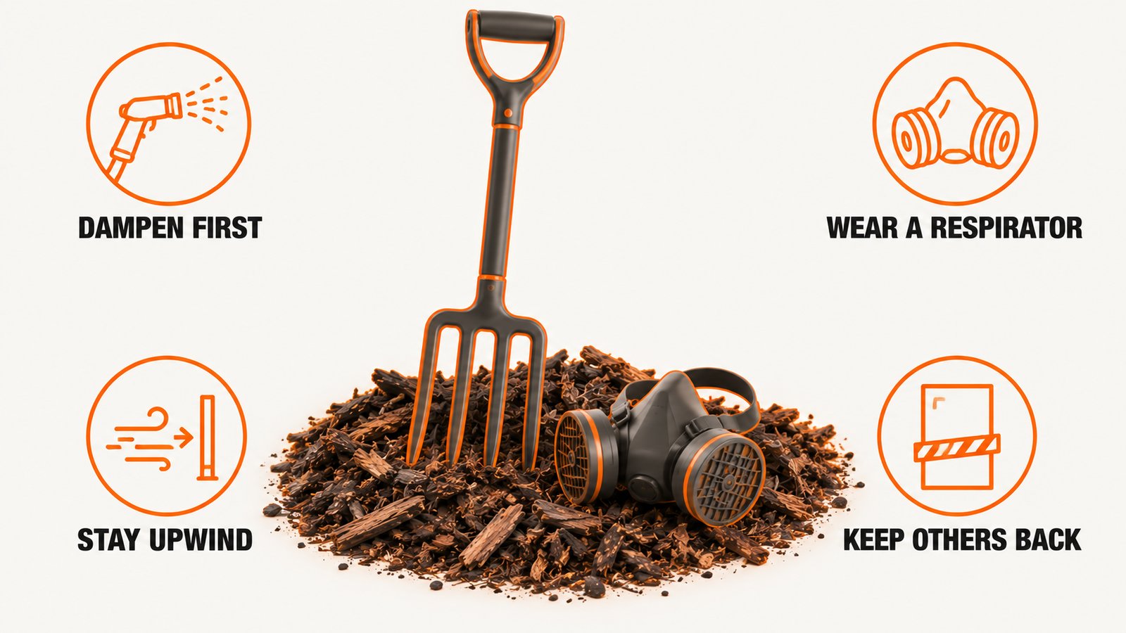 The four precautions to take before disturbing a compost pile or a mulch bed