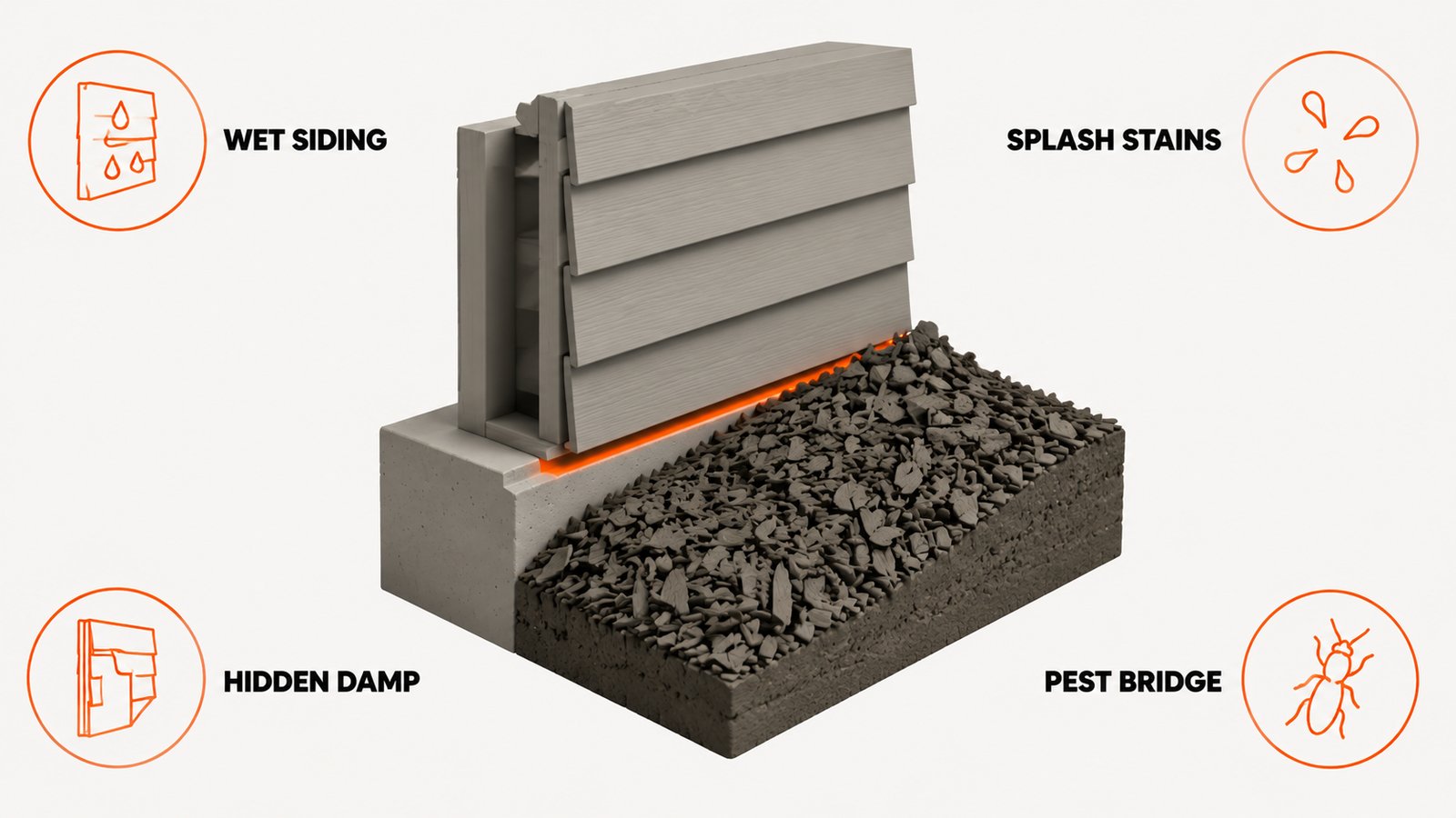 How mulch piled against a wall moves a garden problem into the building