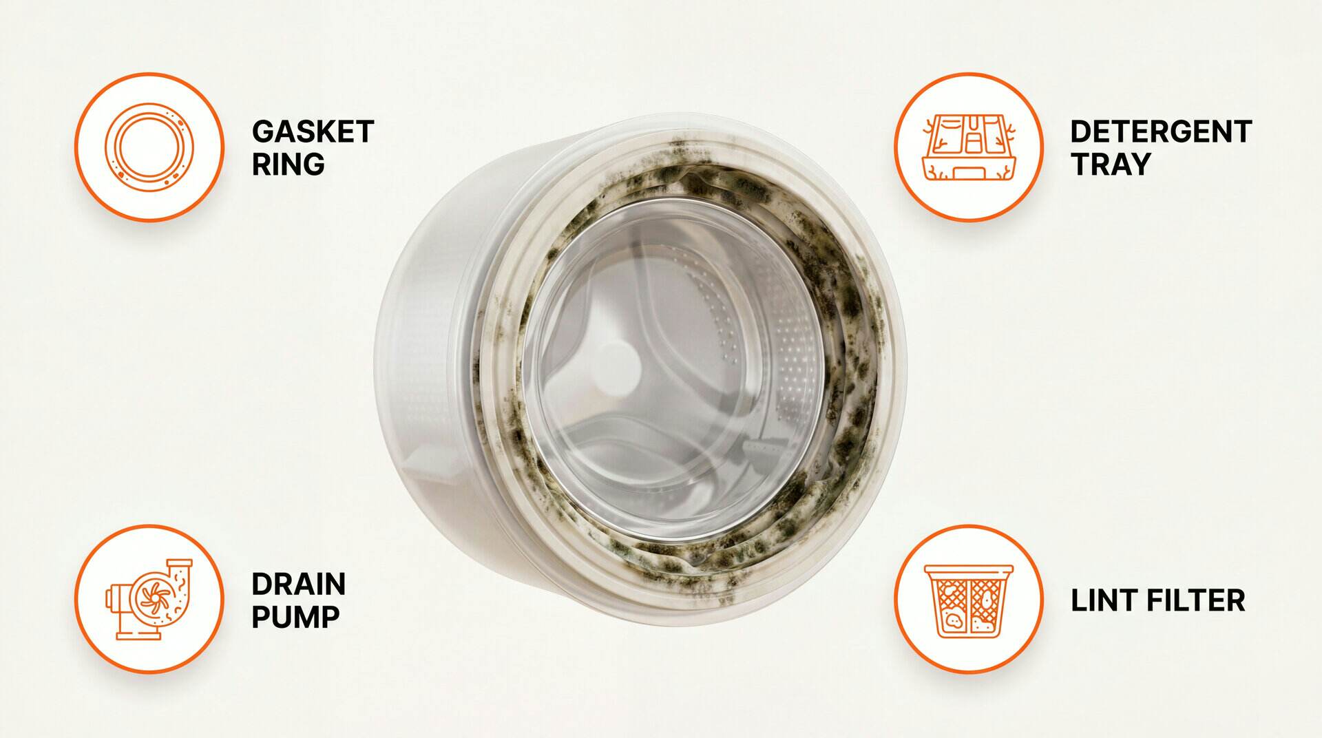 Mold In Washing Machine: key zones