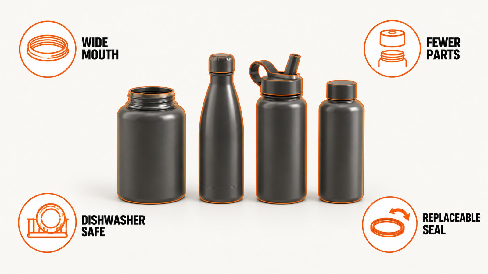 Four design features that make a drink bottle easier to keep clean