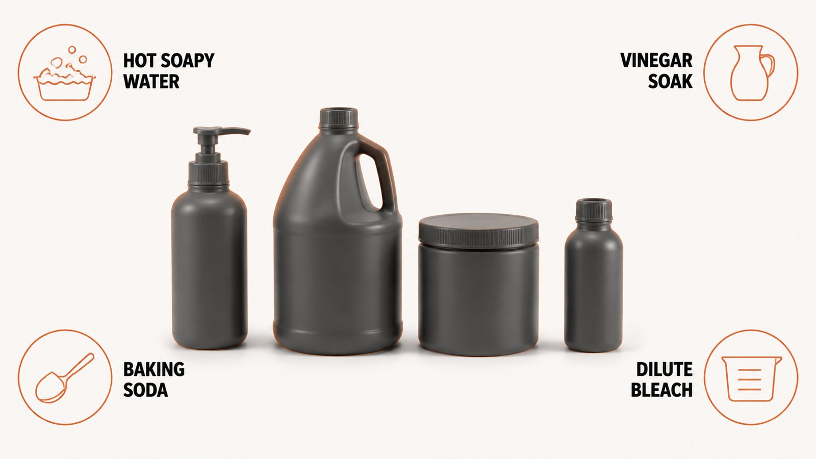 Four cleaning options for a drink bottle and what each one is good at
