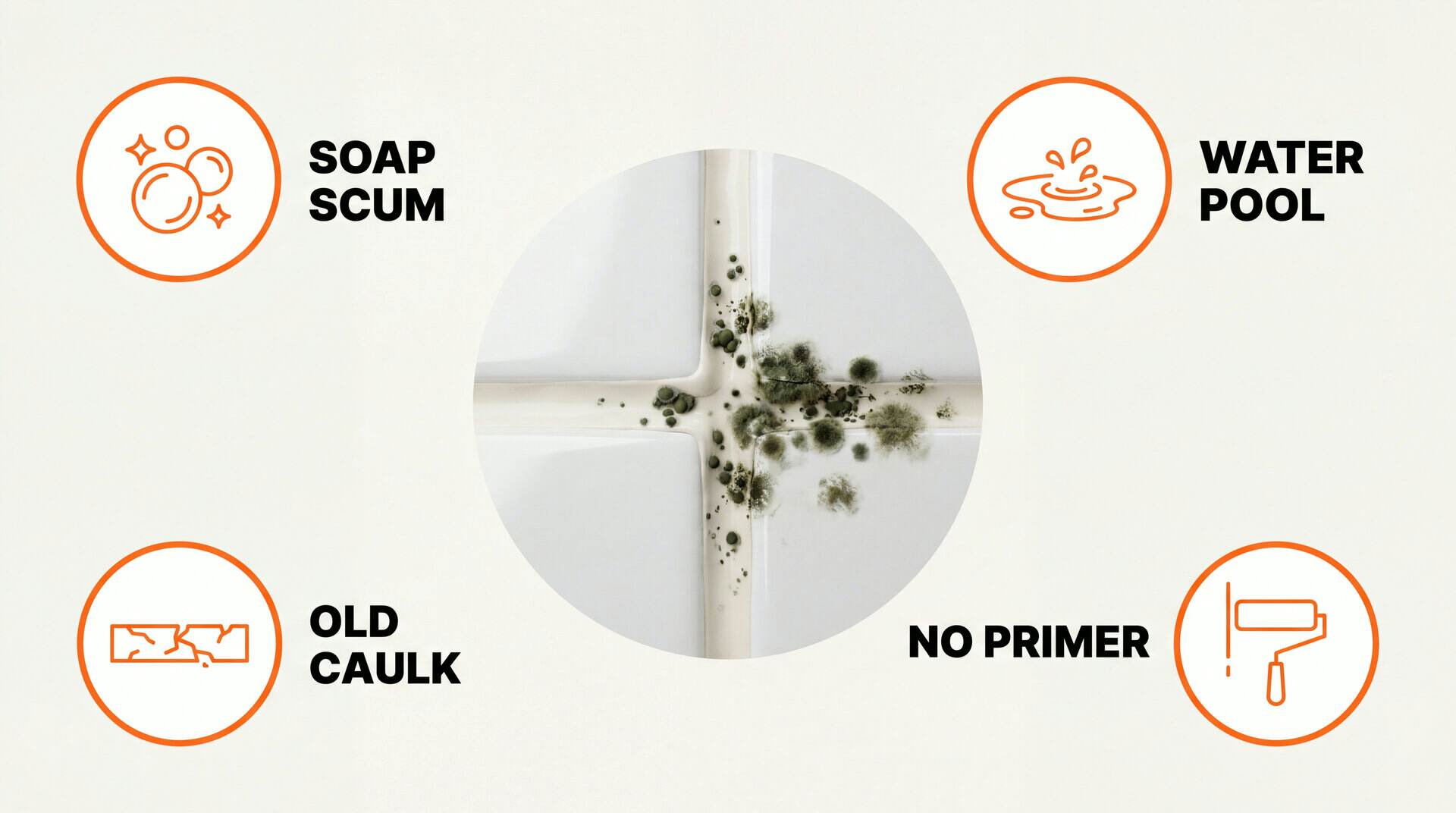 Mold On Caulk: key zones
