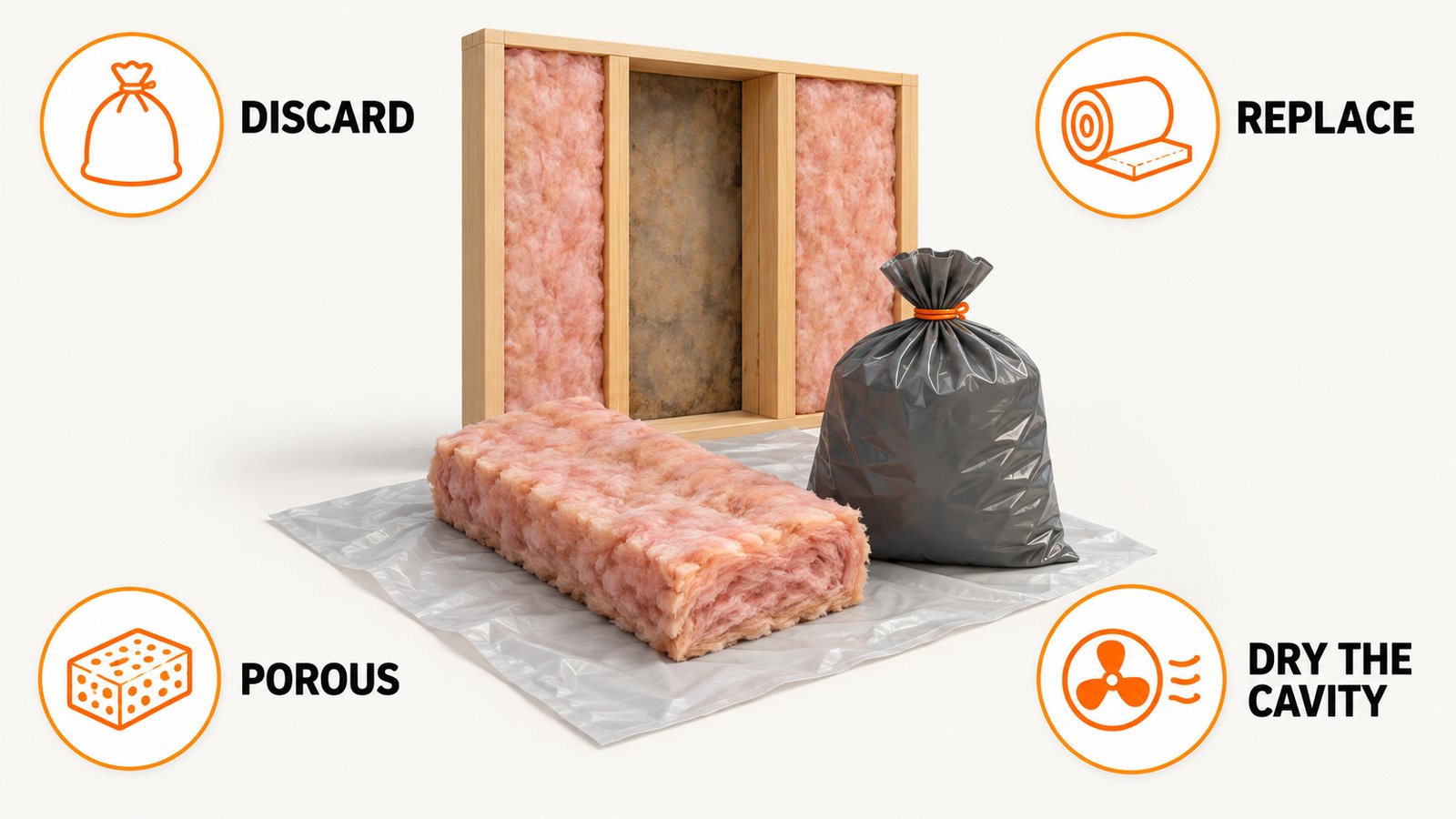 Why water-damaged insulation is removed rather than cleaned