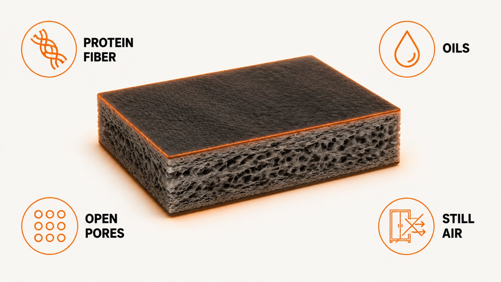 The four properties of leather that make it an attractive surface for fungal growth