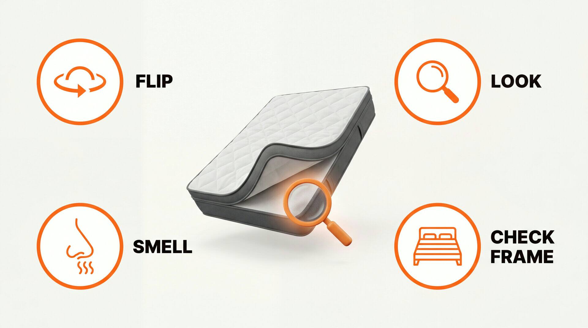 Four-step mattress mold inspection: flip, look, smell, check frame