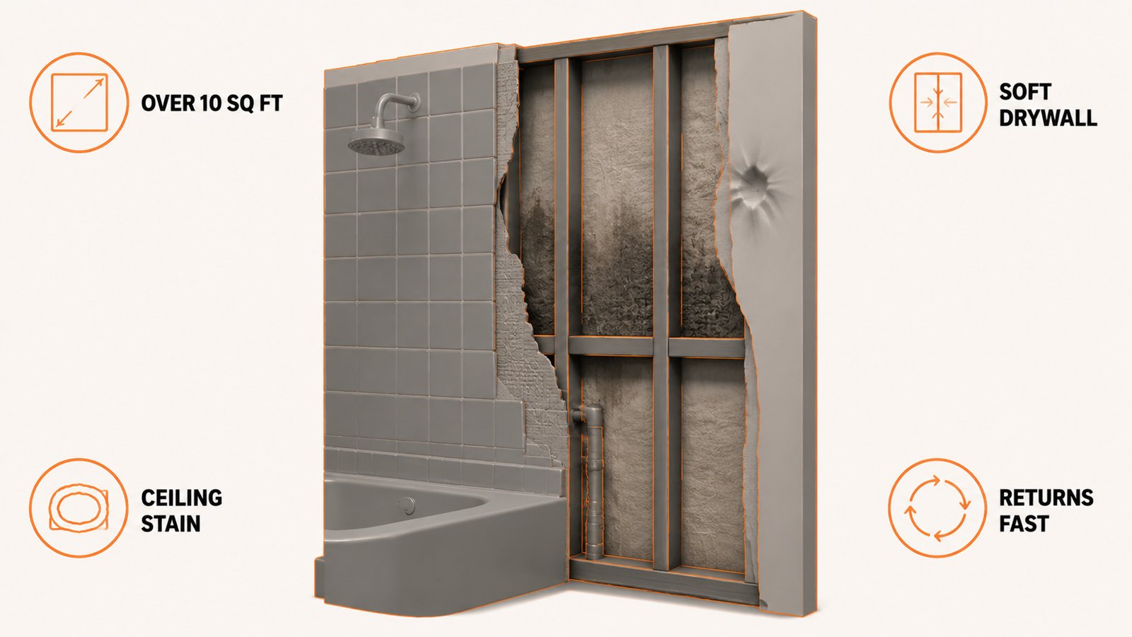 Signs the bathroom problem is behind the wall rather than on the curtain