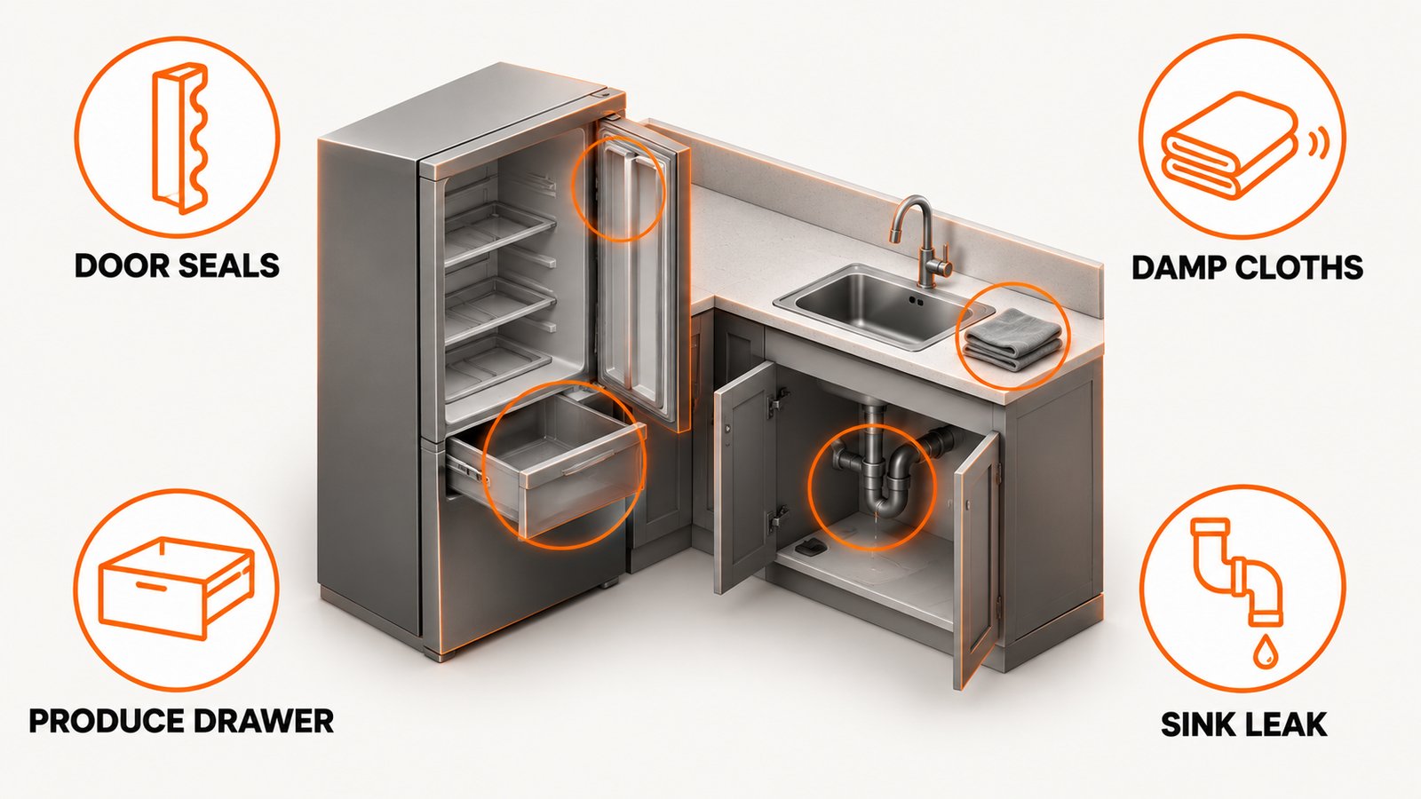 Four places in a kitchen that keep reseeding fresh produce with growth