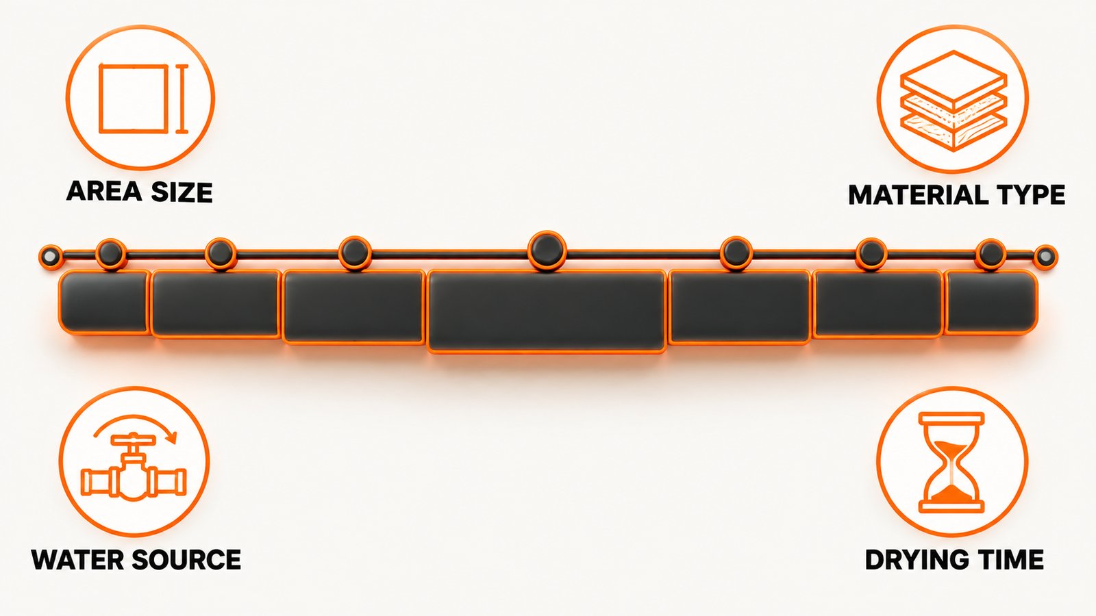 Seven stage timeline bar with drying marked as the longest segment