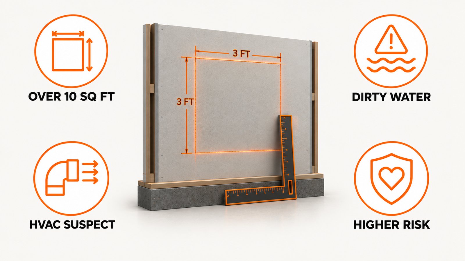 Thresholds that mean stop testing and hire a qualified mold professional