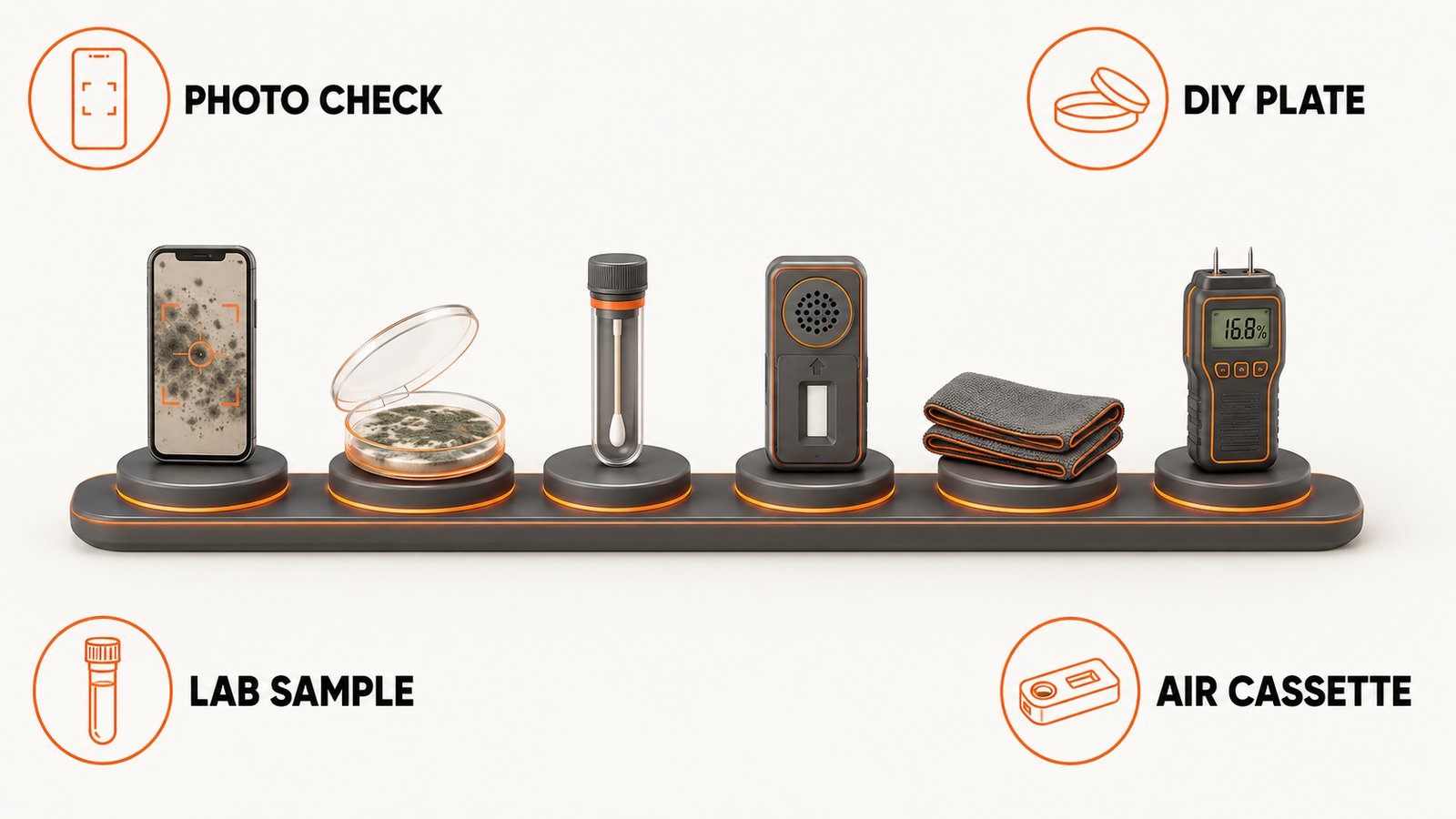 Six home mold testing methods ranked by cost and by what each one proves