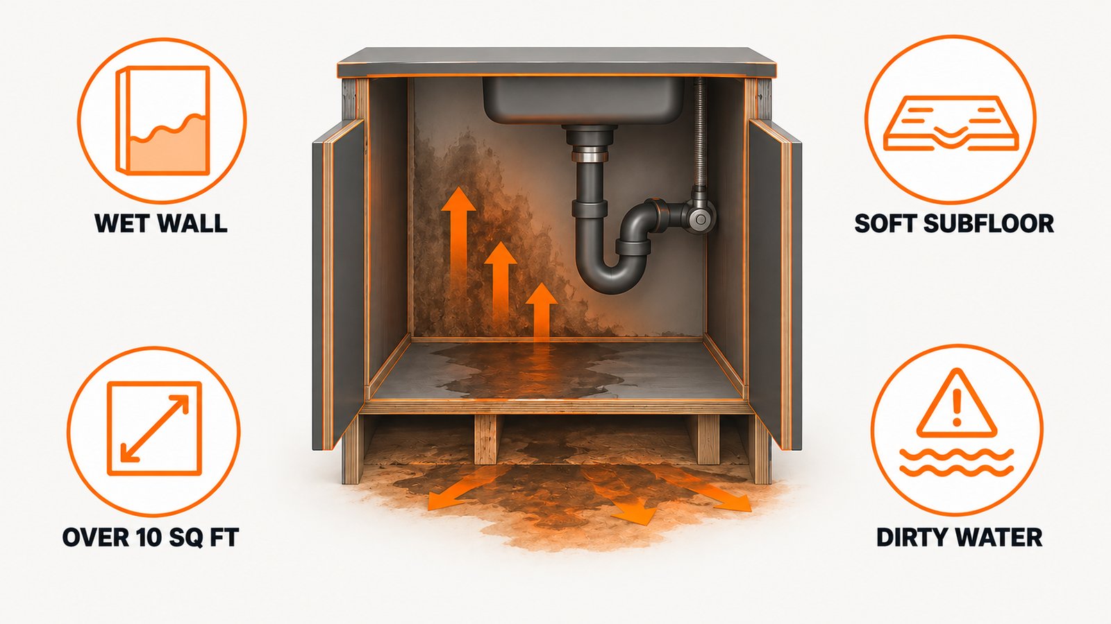 Signals that under-sink mold has spread beyond the cabinet