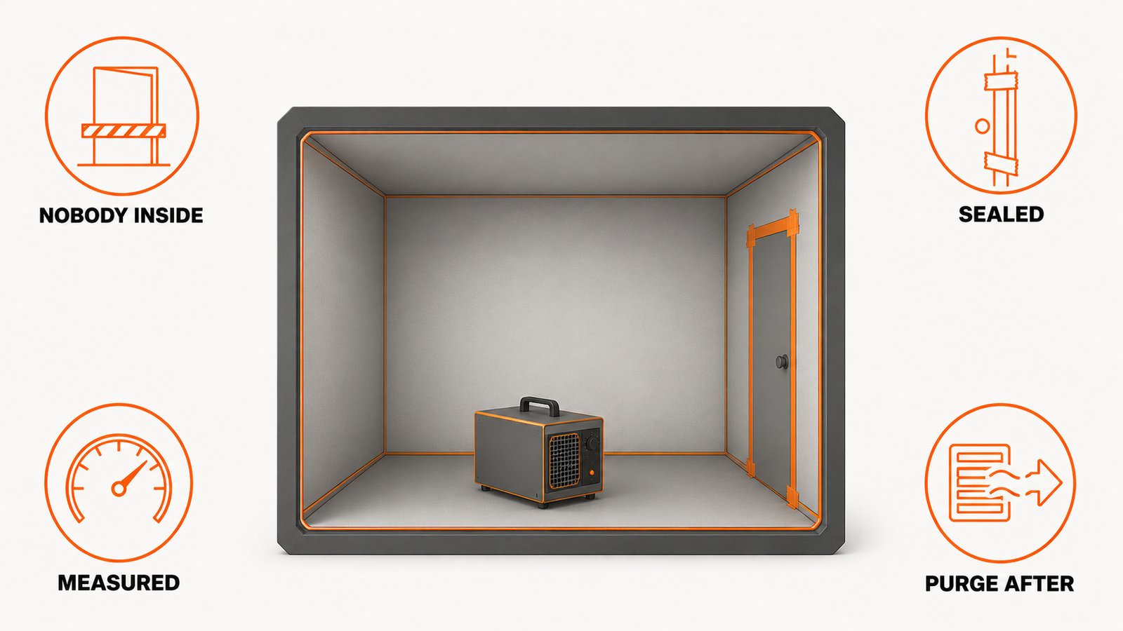 The narrow professional use of high-concentration ozone in a sealed unoccupied space