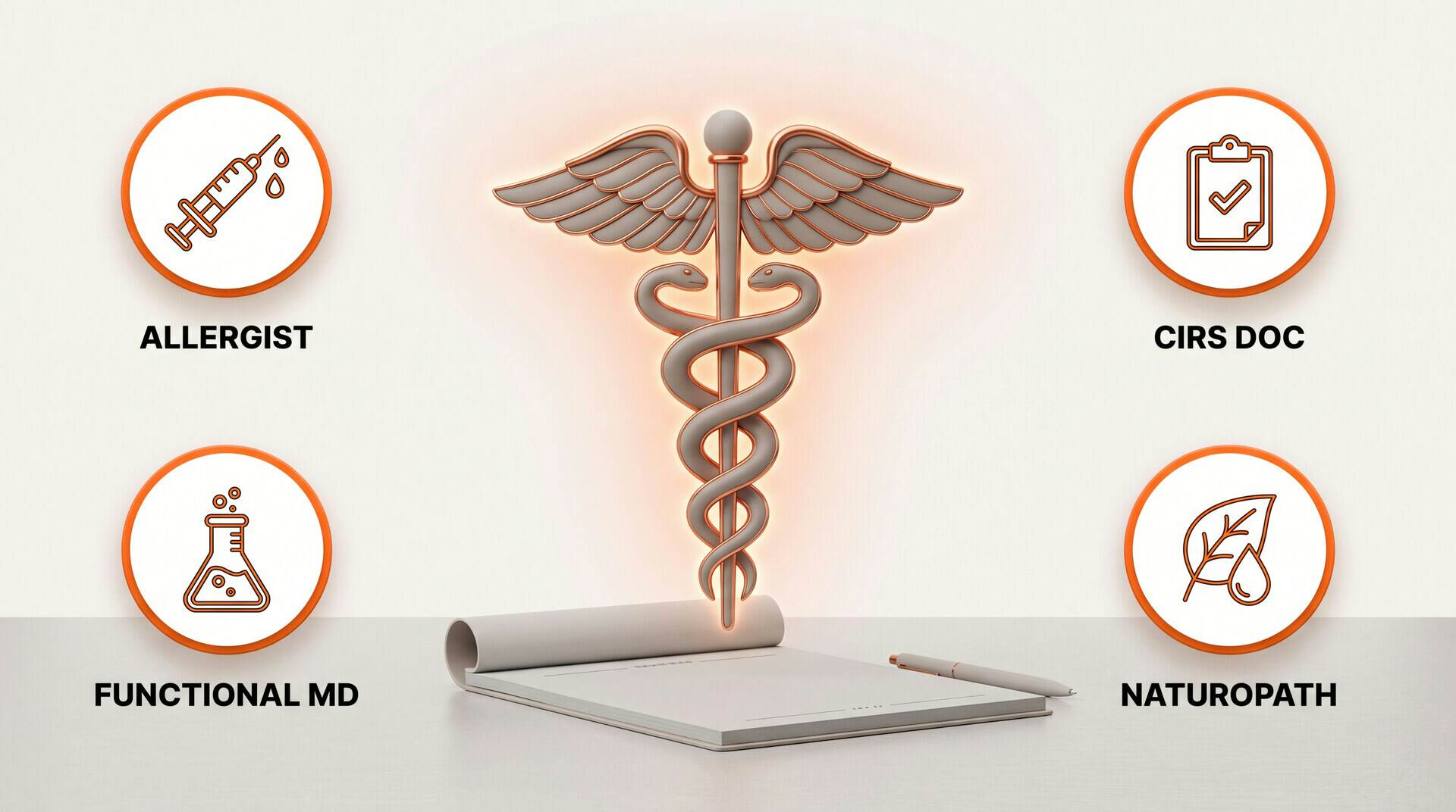 Doctor types for mold illness: allergist, CIRS doc, functional MD, naturopath
