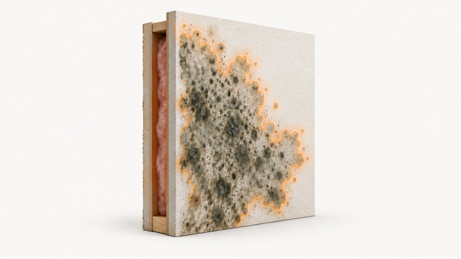 Gray and olive mold growth on an indoor surface