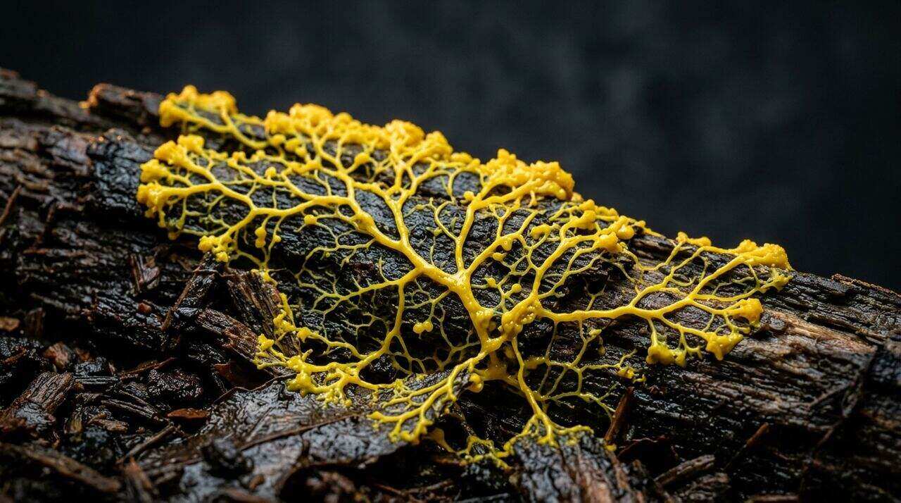 Yellow mold growth on a damp indoor surface