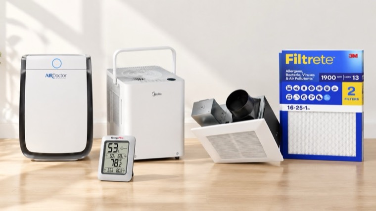 Air purifier, dehumidifier, exhaust fan, furnace filter and hygrometer