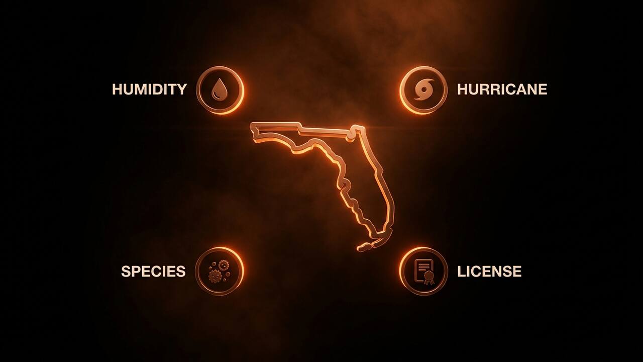 Four Florida-specific mold factors: humidity, hurricane season, local species, and state mold licensing