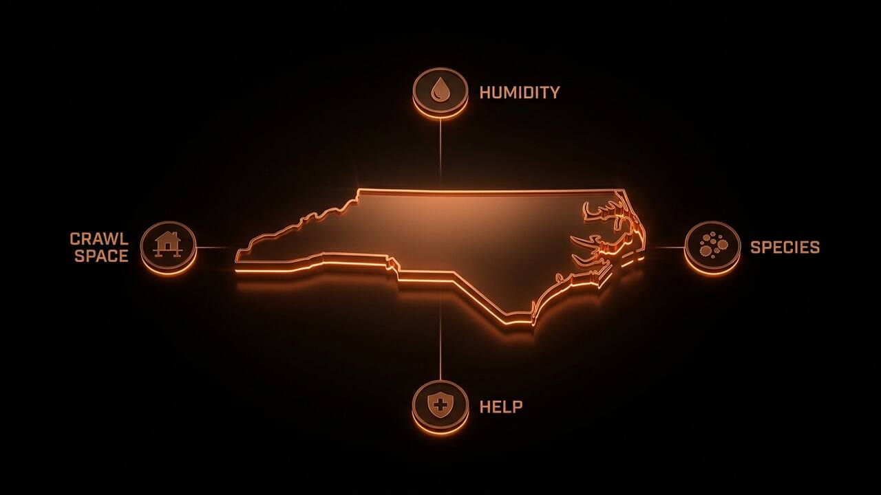 Four North Carolina-specific mold factors: humidity, storm flooding, crawl spaces, and legal context