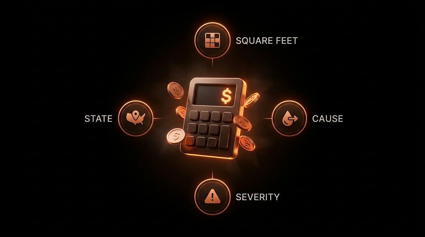 Four factors visualized for the mold remediation cost estimator tool